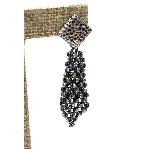 PARK LANE MESH Earrings Dangles Gun Metal Silver Tone New Old Stock Vintage - Picture 7 of 8